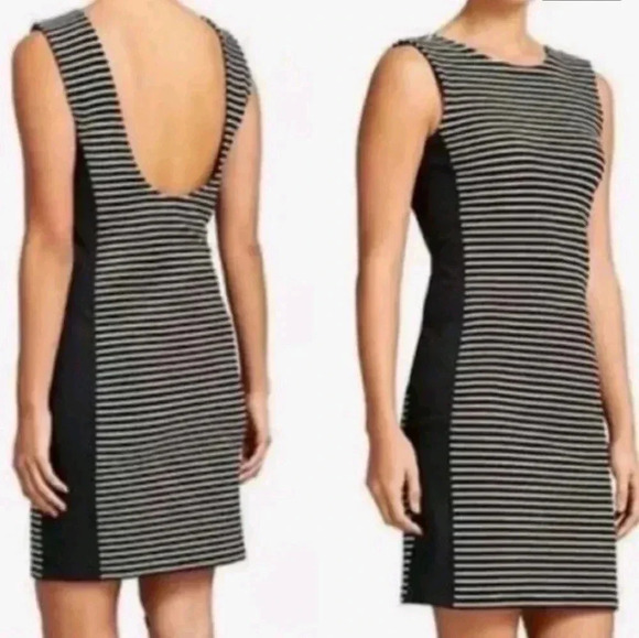 Athleta Striped Mala Bodycon Athleisure Black White Colorblock Slimming M - Picture 1 of 9